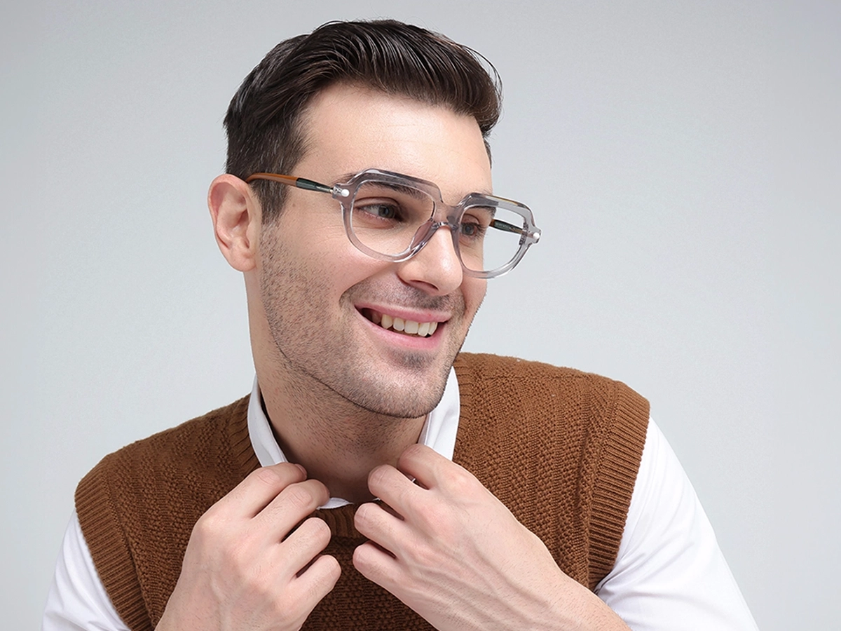 Crystal Silver Grey Oversized Glasses 1