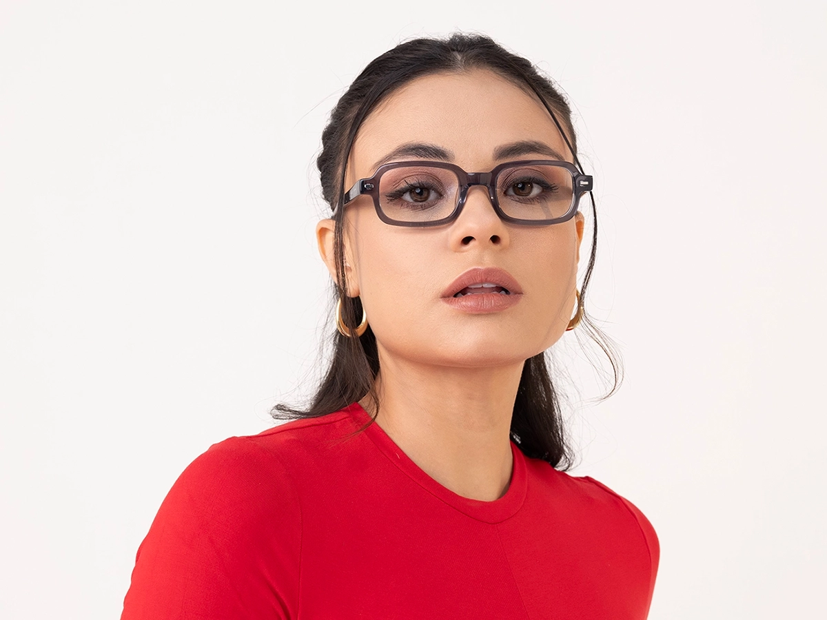 Crystal Grey Rectangle Glasses 1