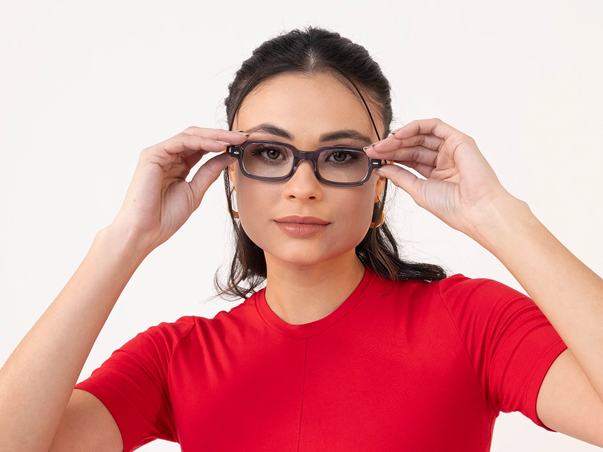 Crystal Grey Rectangle Glasses 1