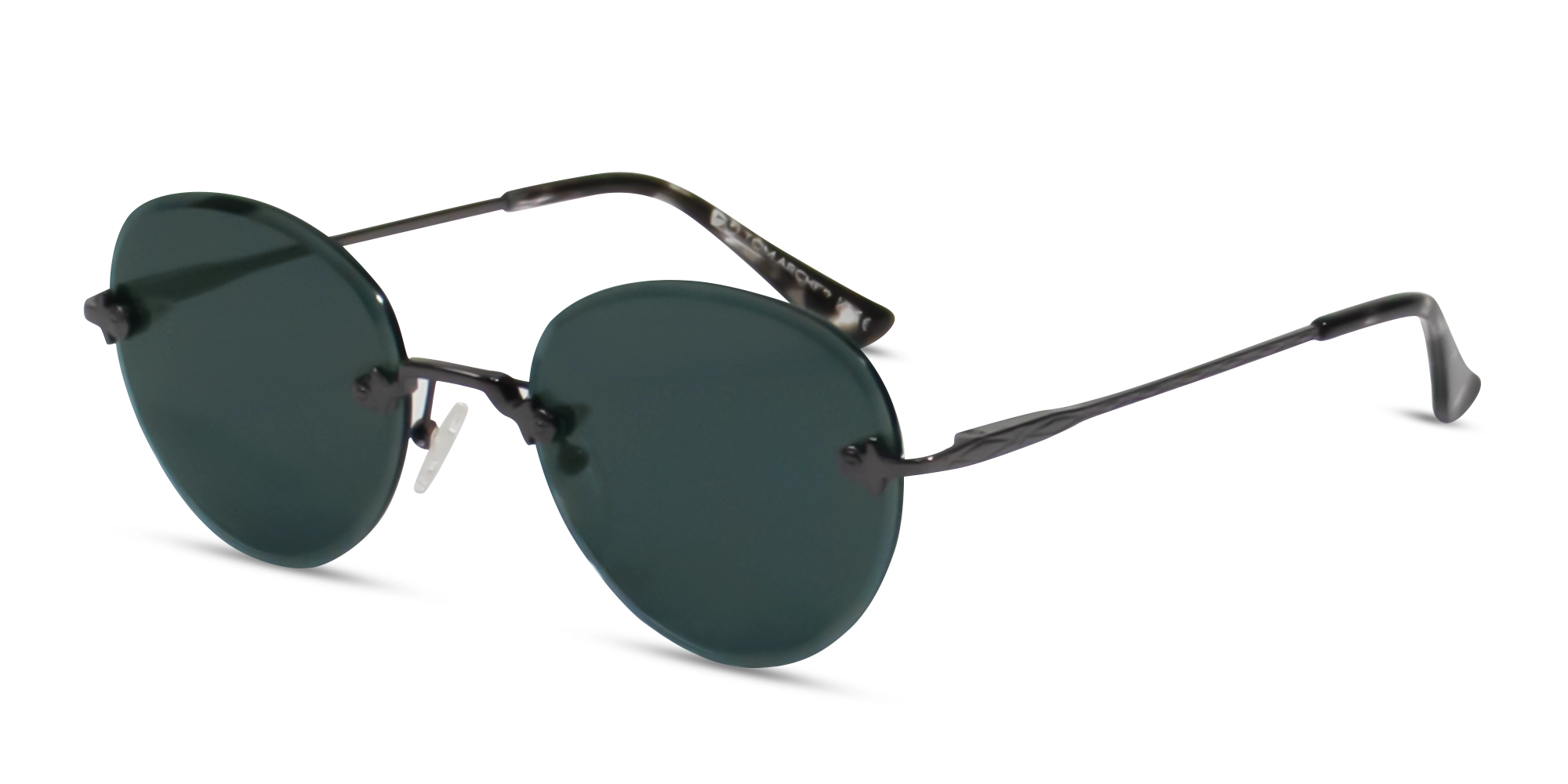 Black & Marble Round Rimless Sunglasses 1
