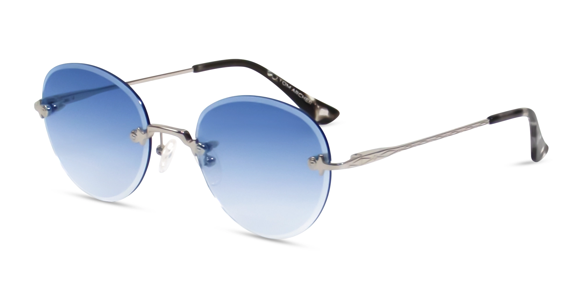 Silver and Black Marble Metal Rimless Sunglasses 1