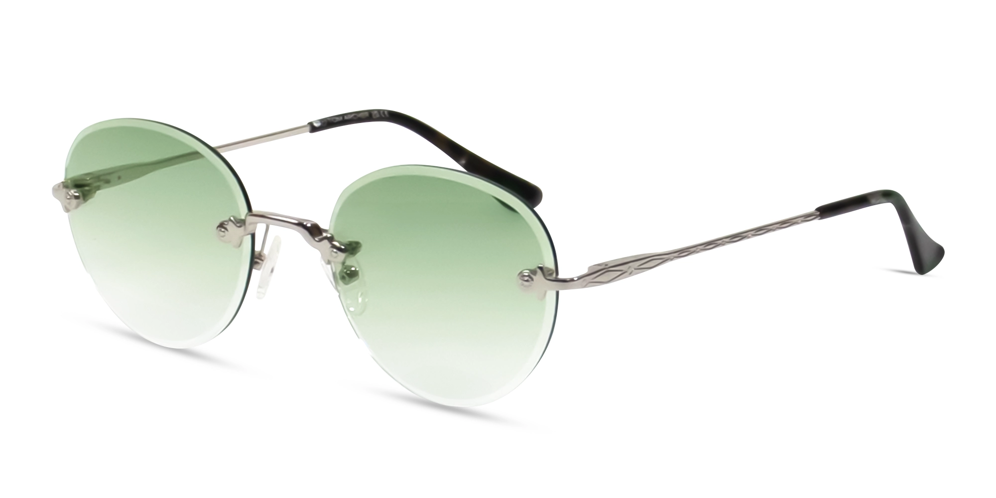 Silver and Black Marble Metal Rimless Sunglasses 1
