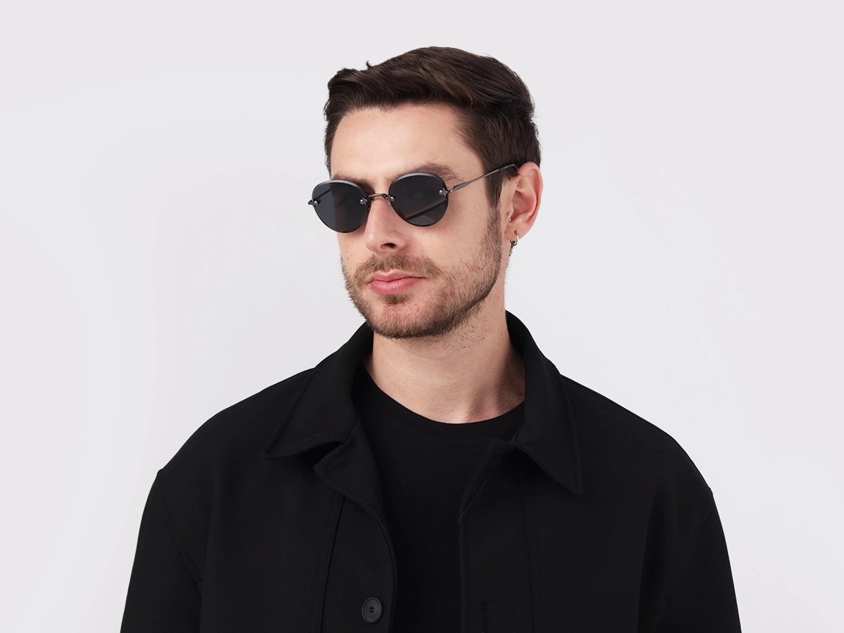 Black & Marble Round Rimless Sunglasses 1