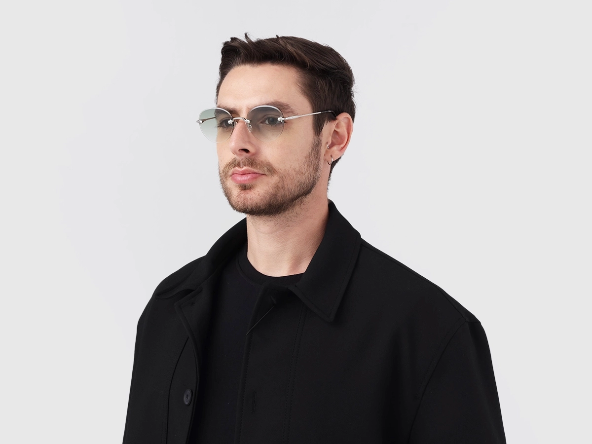 Silver and Black Marble Metal Rimless Sunglasses 1
