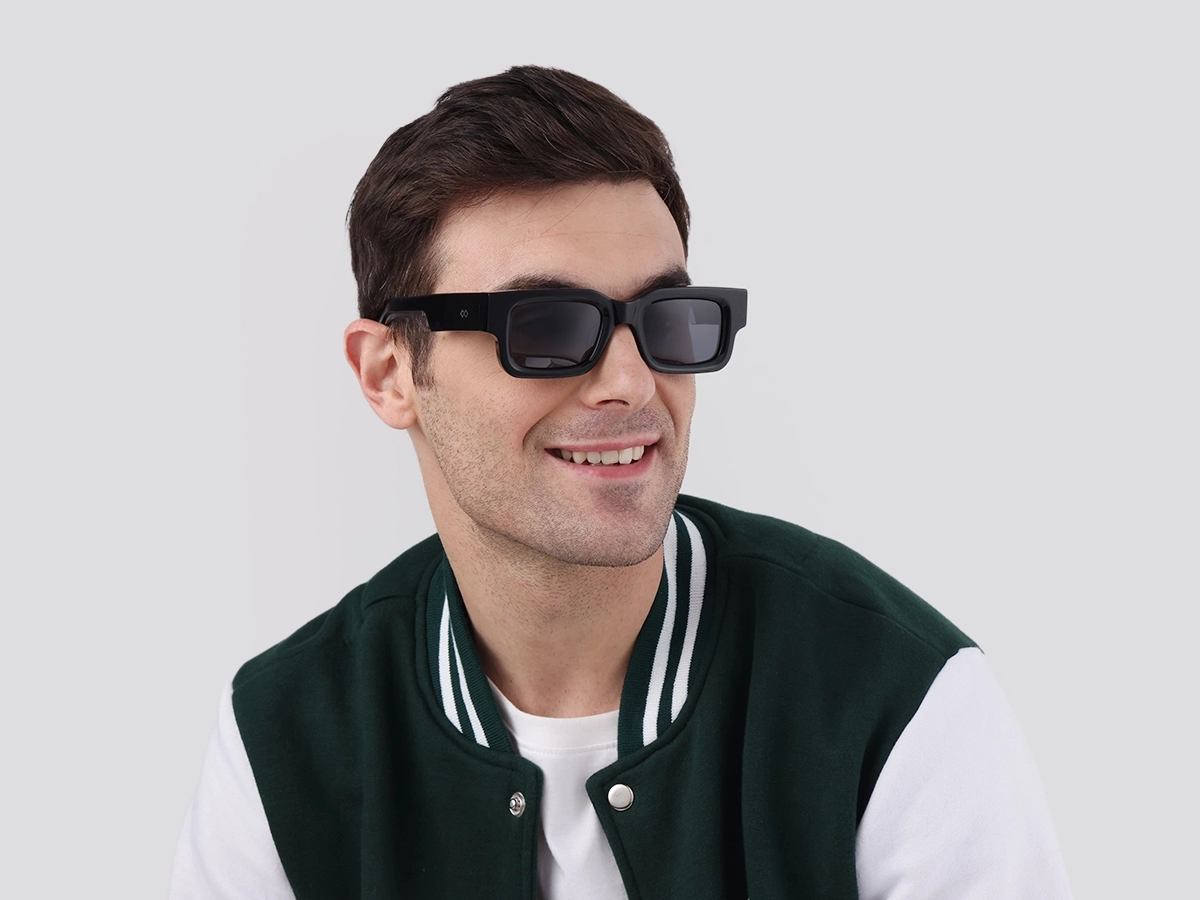 Black Rectangle Acetate Full Rim Sunglasses-1