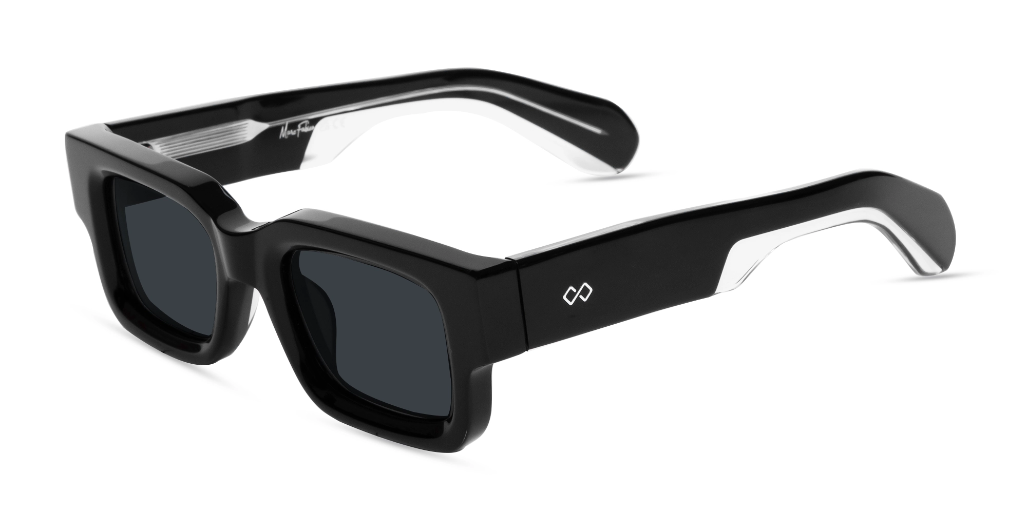 Black Rectangle Acetate Full Rim Sunglasses-1