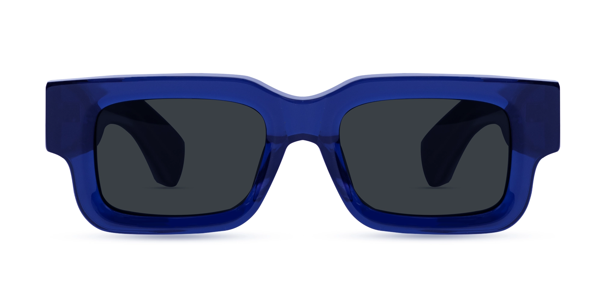 Thick Crystal Blue Rectangle Sunglasses-1