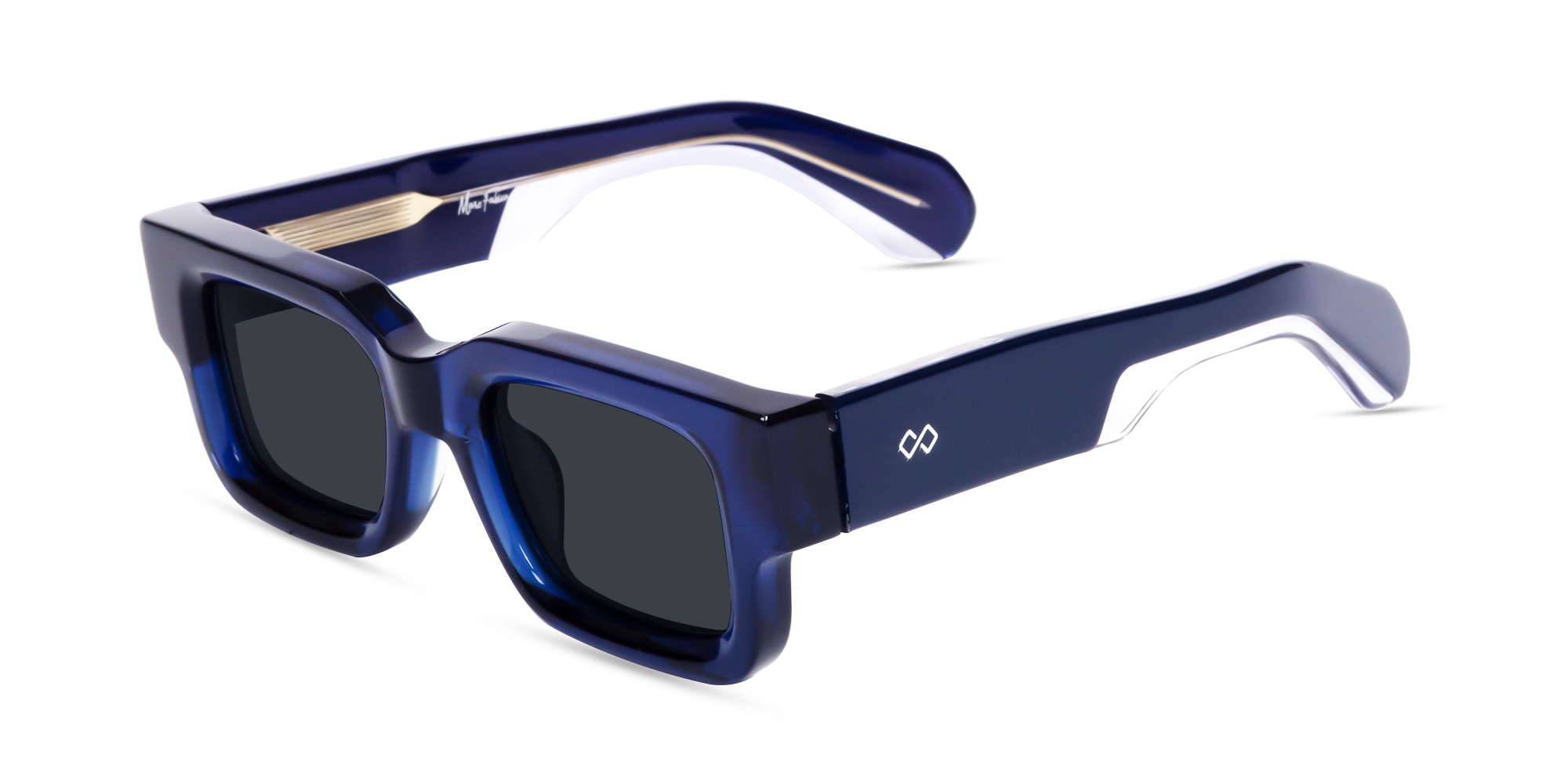 Thick Crystal Blue Rectangle Sunglasses-1