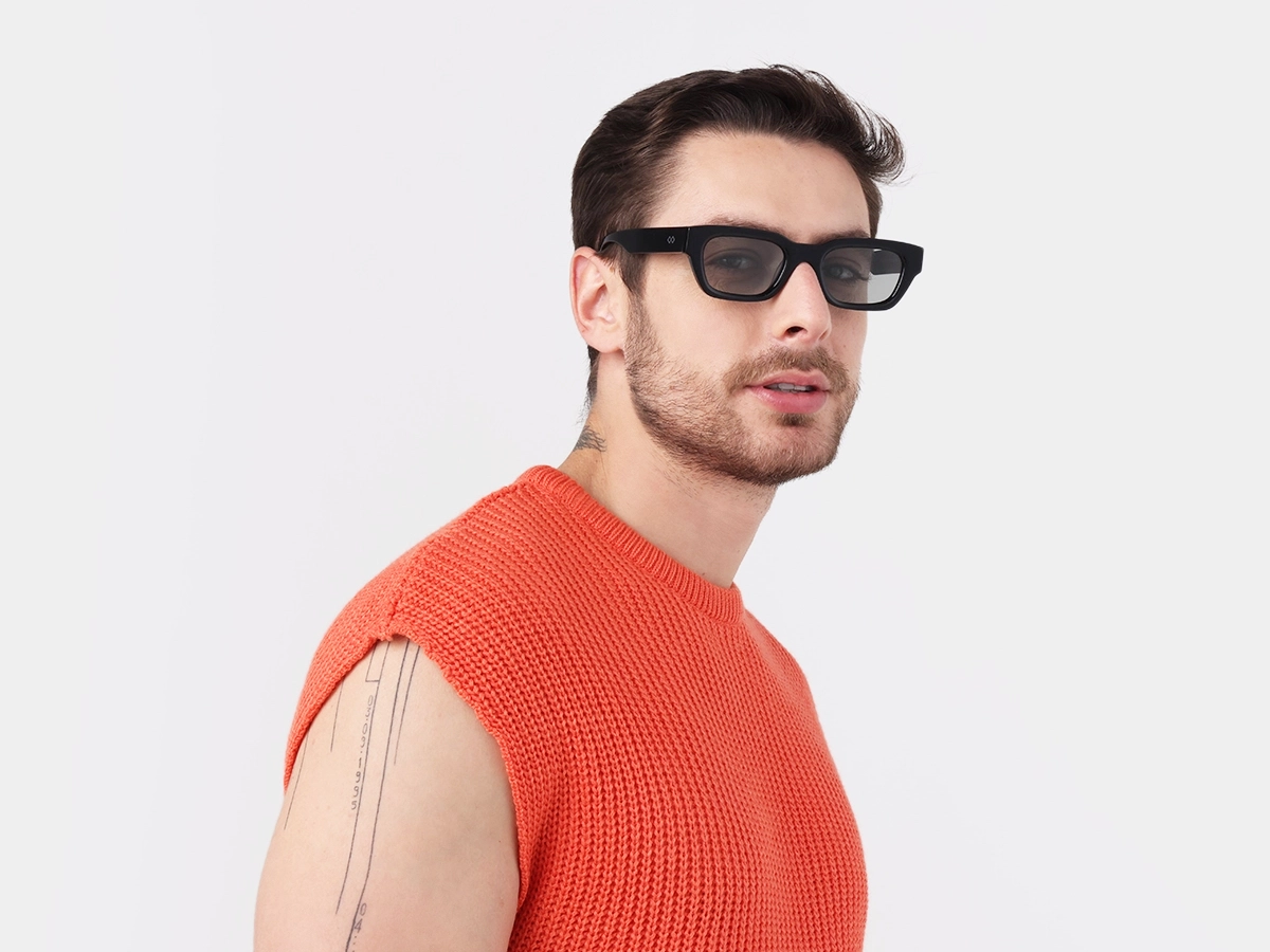 Black Acetate Full-Rim Sunglasses For Men & Women-1