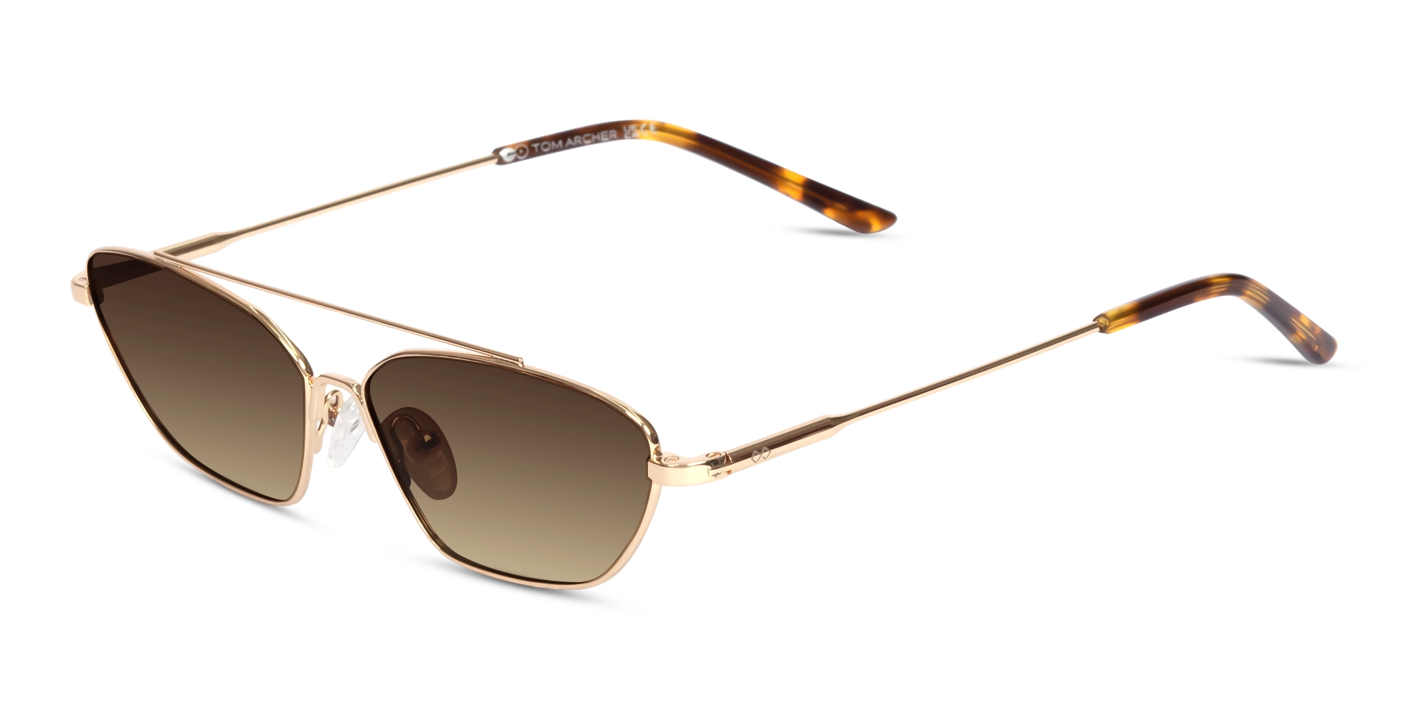 Gold Rectangle Geometric Metal Sunglasses 1