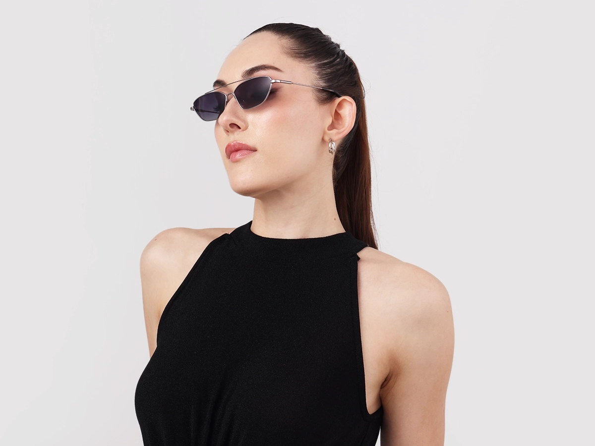 Silver Rectangle Geometric Full-Rim Sunglasses 1