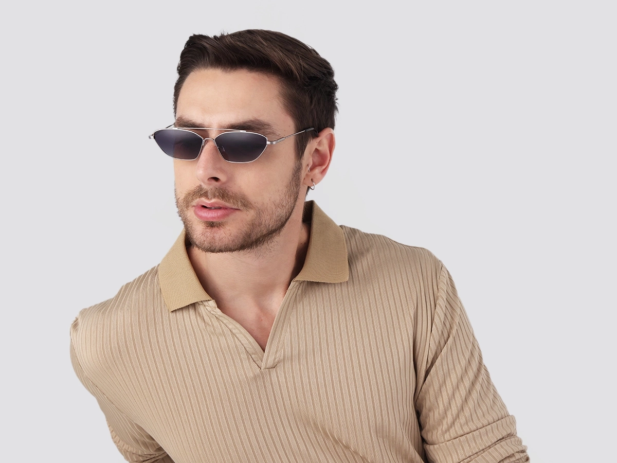 Silver Rectangle Geometric Full-Rim Sunglasses 1