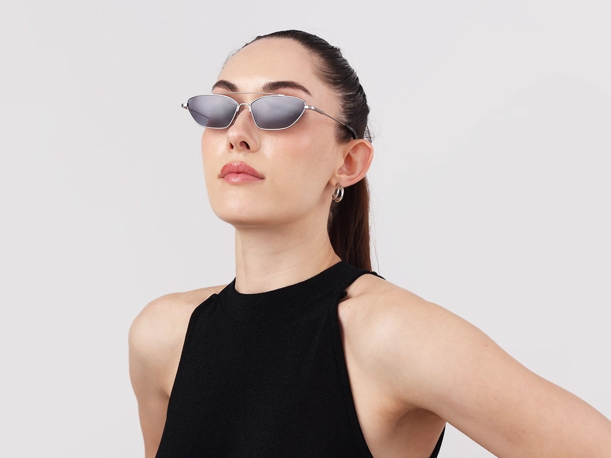Silver Rectangle Geometric Full-Rim Sunglasses 1