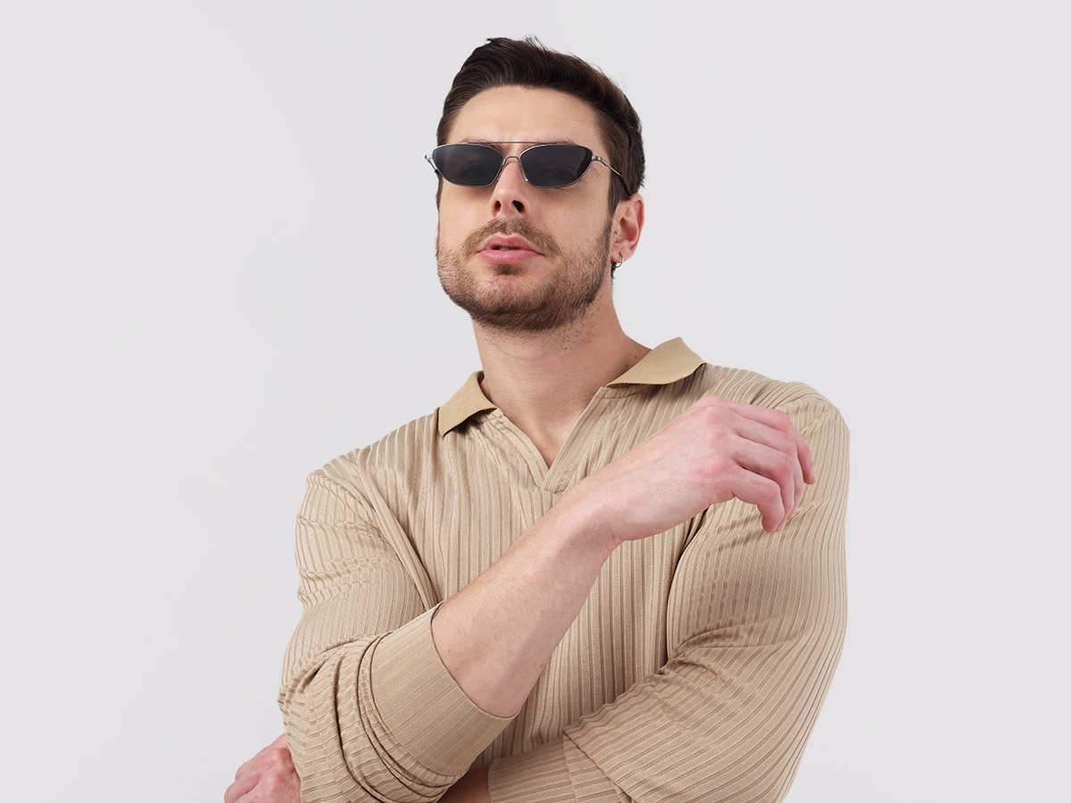 Gold Rectangle Geometric Full-Rim Sunglasses  1