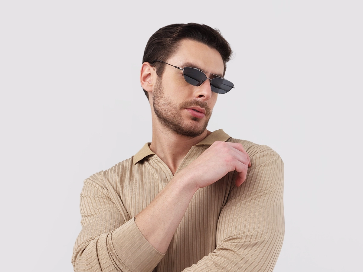 Gold Rectangle Geometric Full-Rim Sunglasses  1