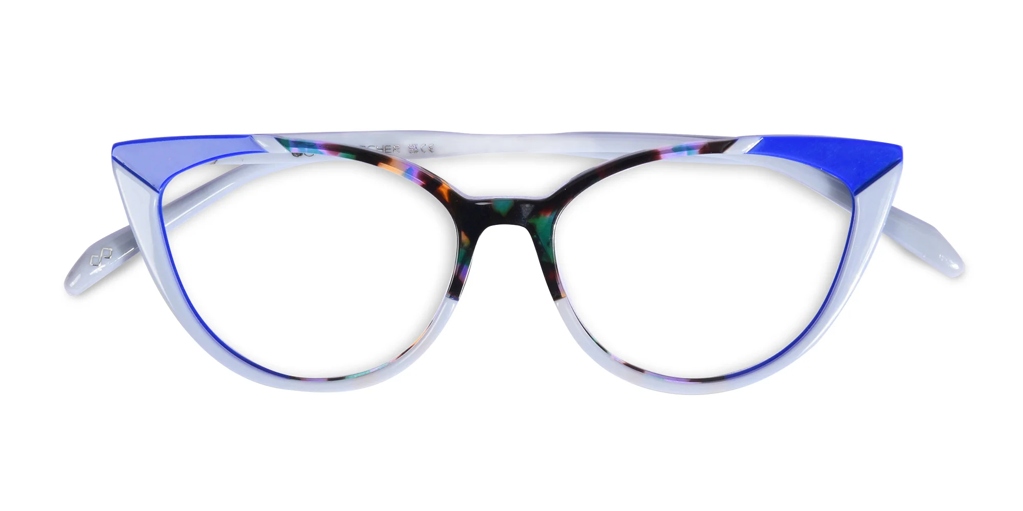 Blue Marble and Milky Grey Cat Eye Glasses-1