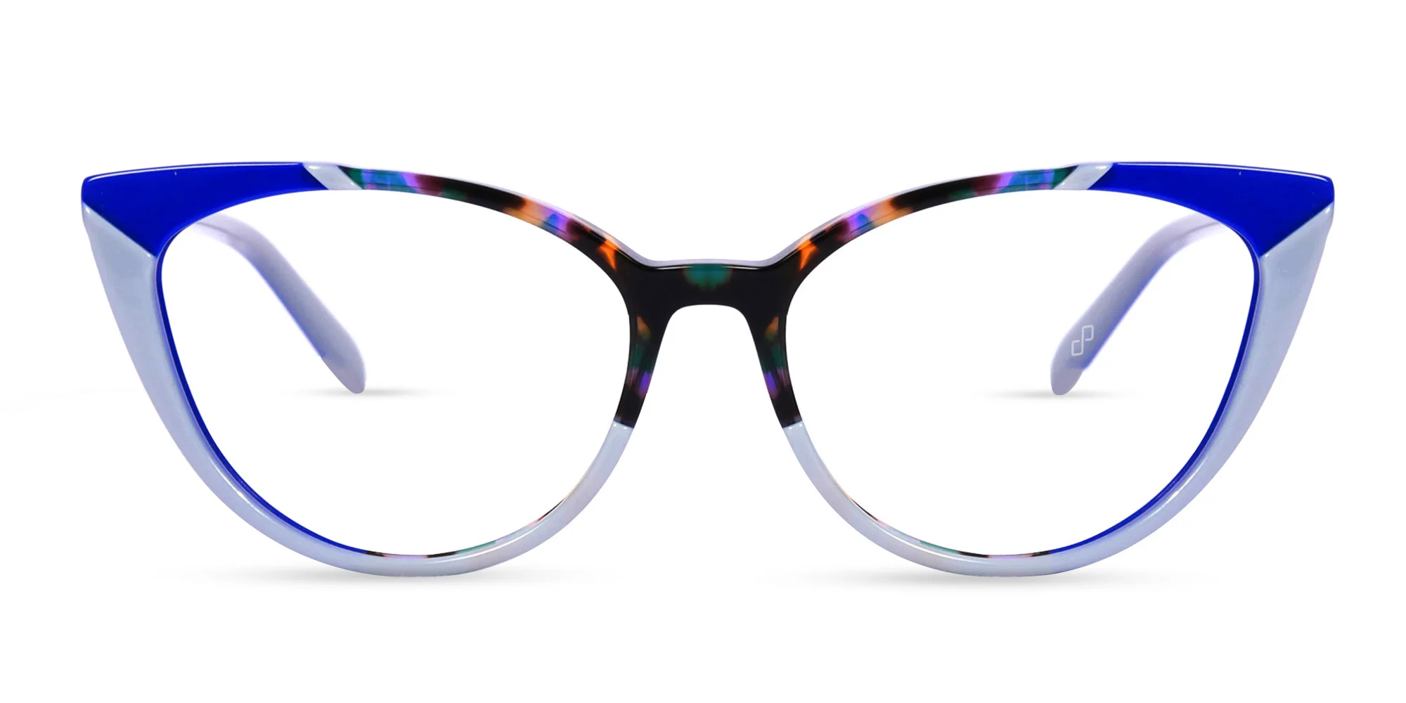 Blue Marble and Milky Grey Cat Eye Glasses-1