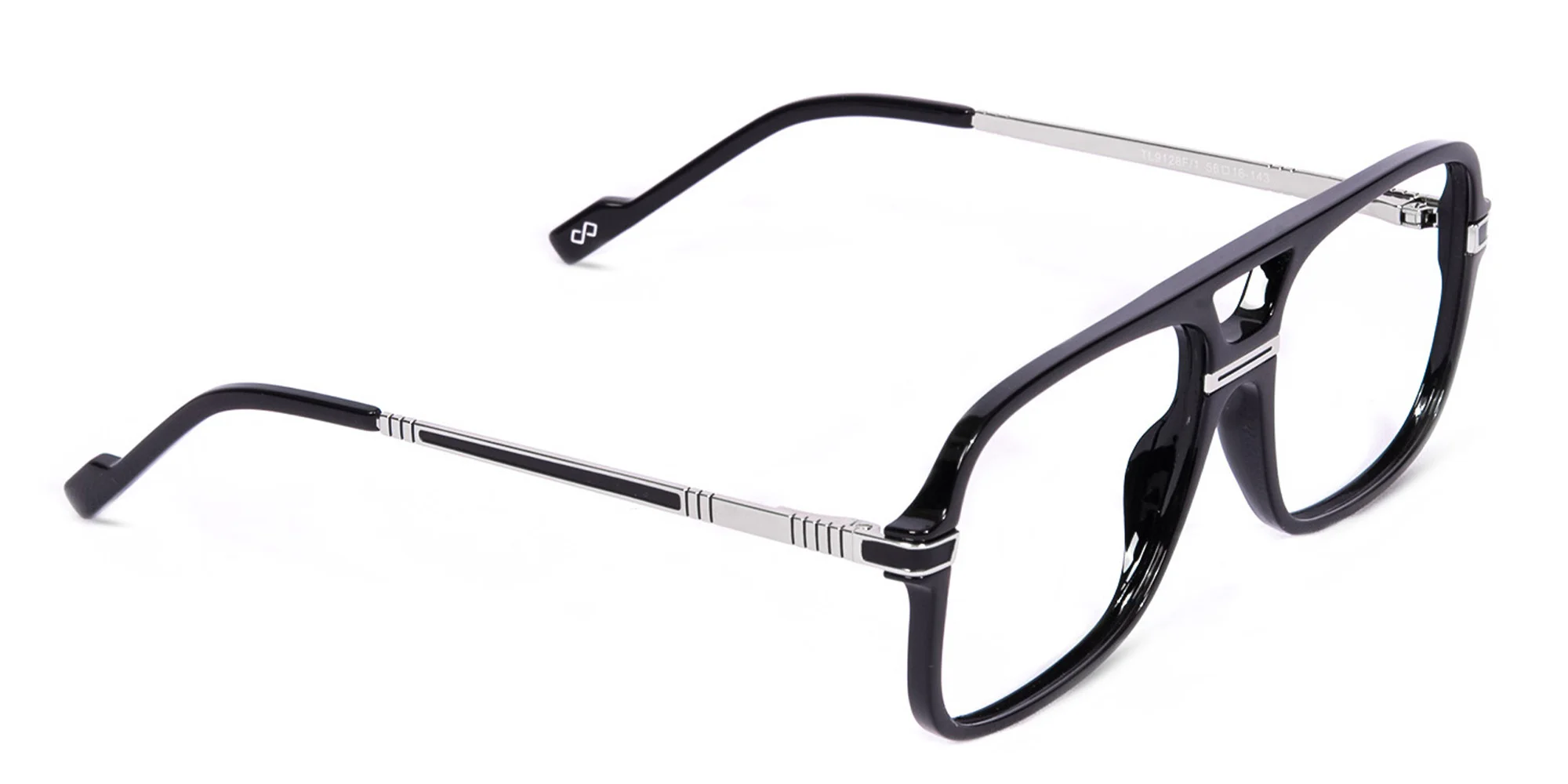 Rectangular Matte Black Double Bridge Glasses-2