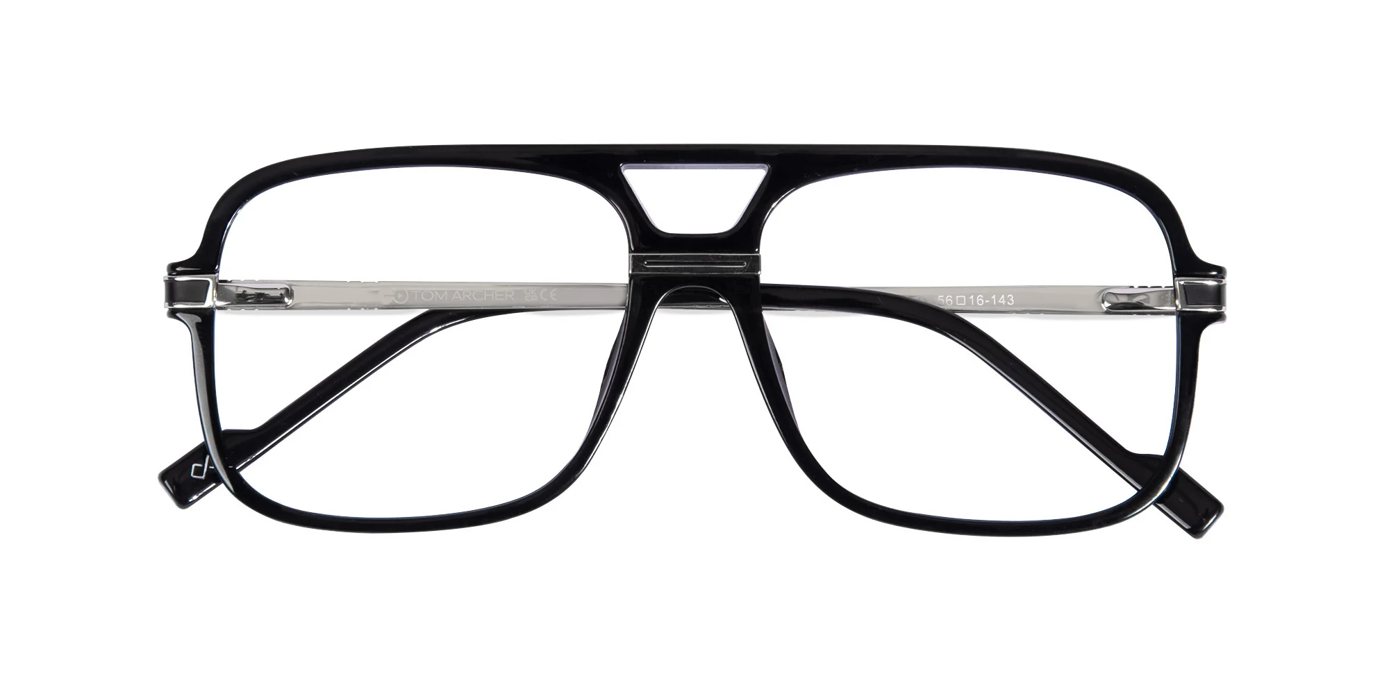 Rectangular Matte Black Double Bridge Glasses-2