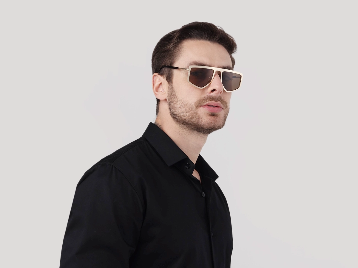 Matte Champagne Gold Metal Sunglasses-1