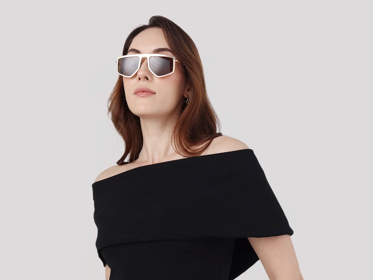Matte Champagne Gold Metal Sunglasses-1