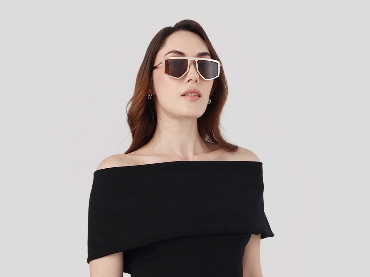 Matte Champagne Gold Metal Sunglasses-1