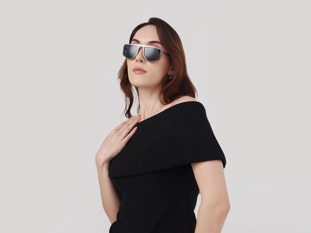 Matte Gunmetal Pilot Geometric Sunglasses-1