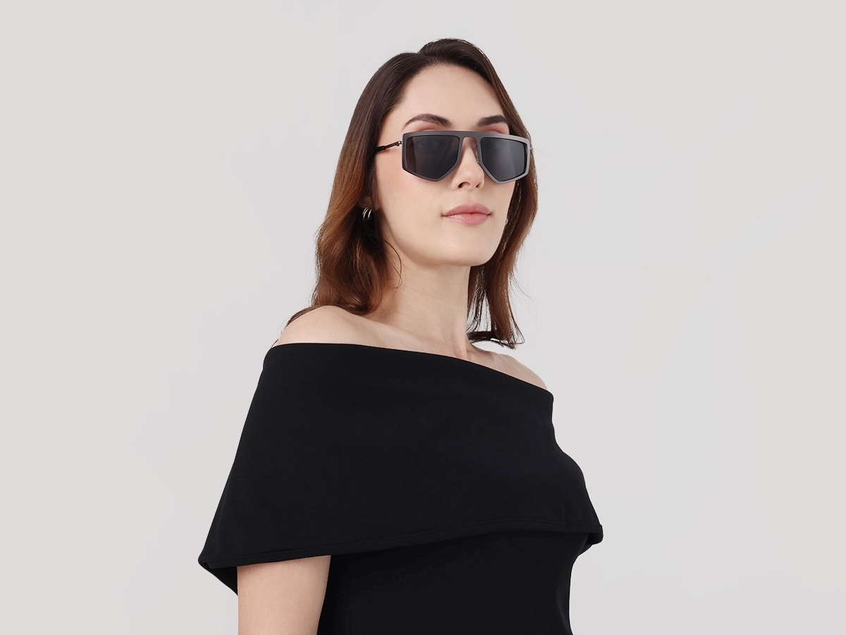 Matte Gunmetal Pilot Geometric Sunglasses-1