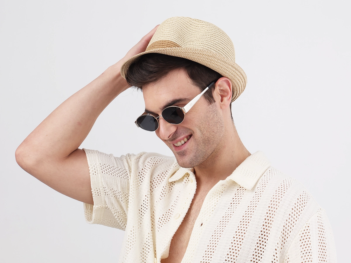 Silver Oval Metal Full Rim Sunglasses-1