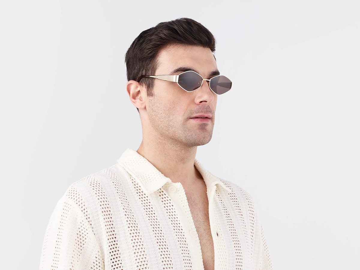 Champagne Gold & Tortoise Geometric Sunglasses-1