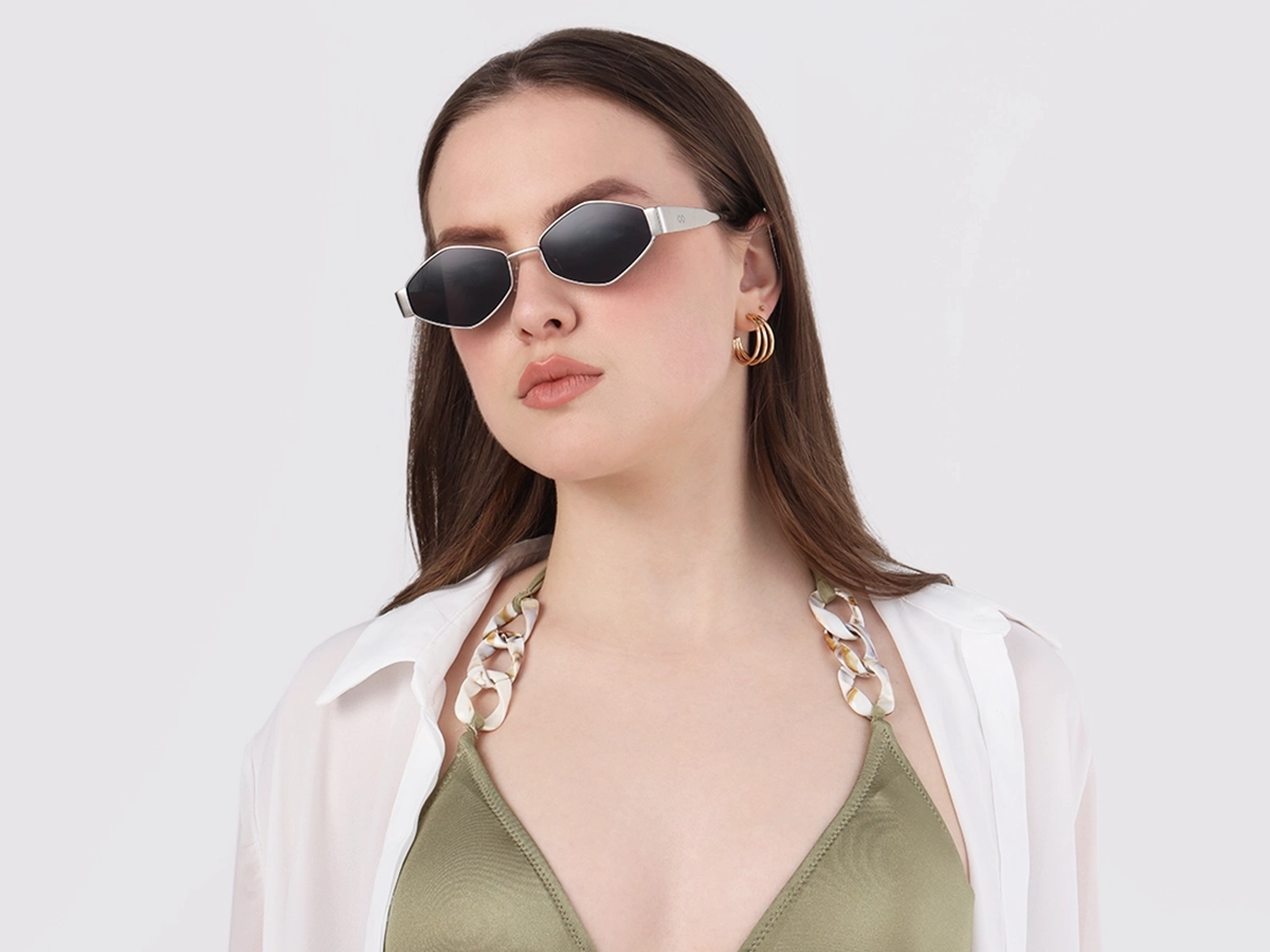Silver Metal Geometric Full Rim Sunglasses-1