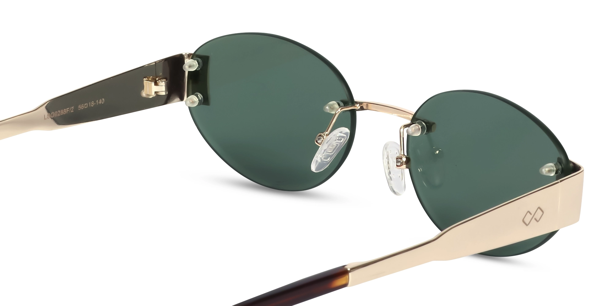 Oval Rimless Sunglasses With Green Tint