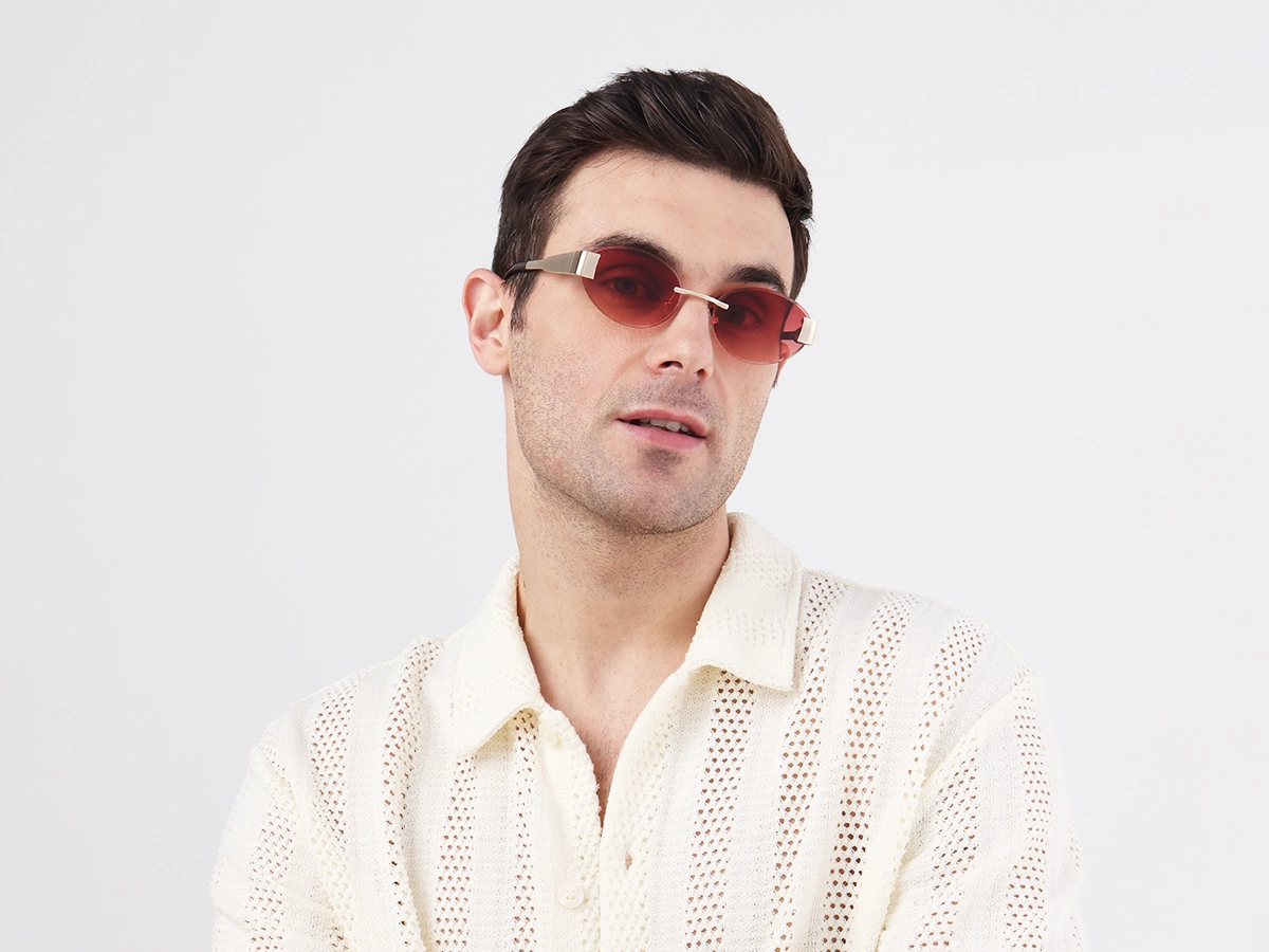 Oval Champange Gold Rimless Sunglasses-1