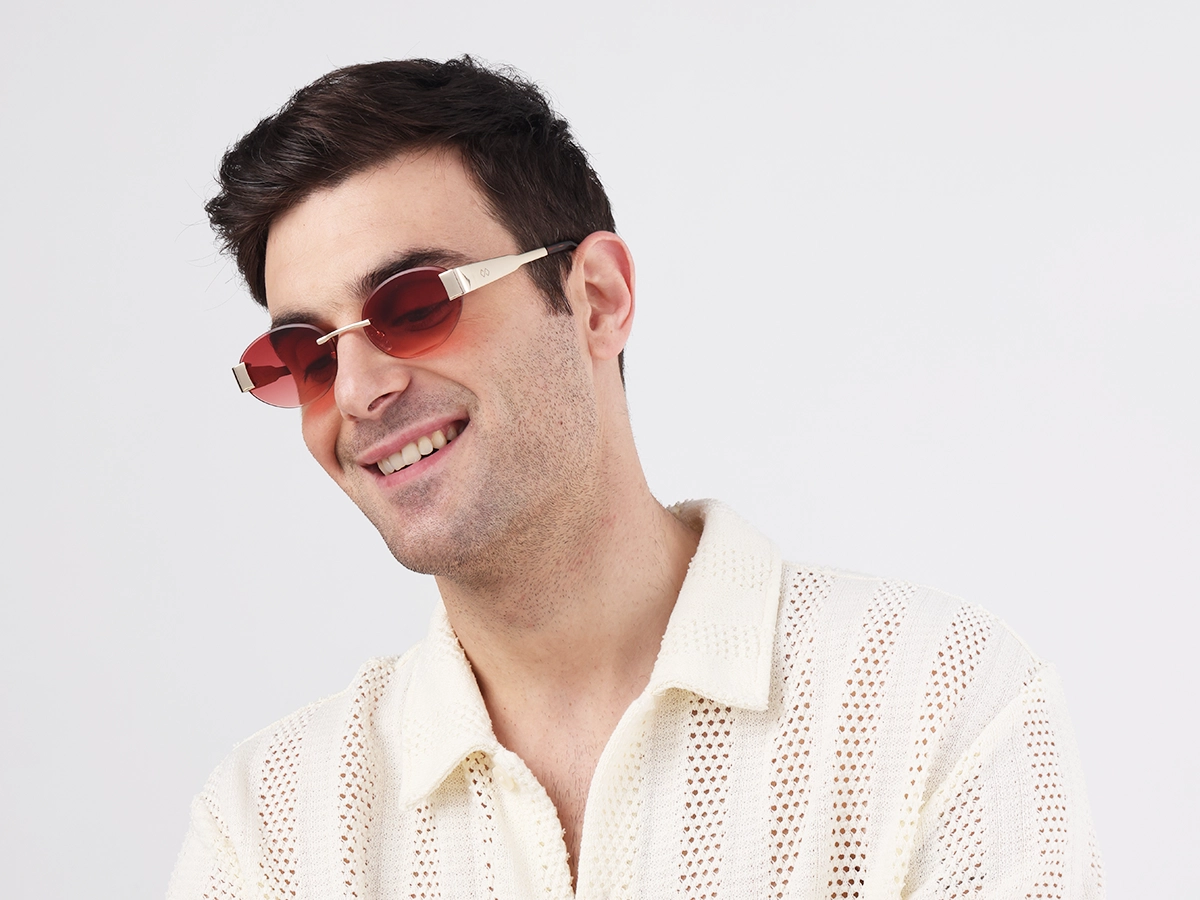Oval Champange Gold Rimless Sunglasses-1