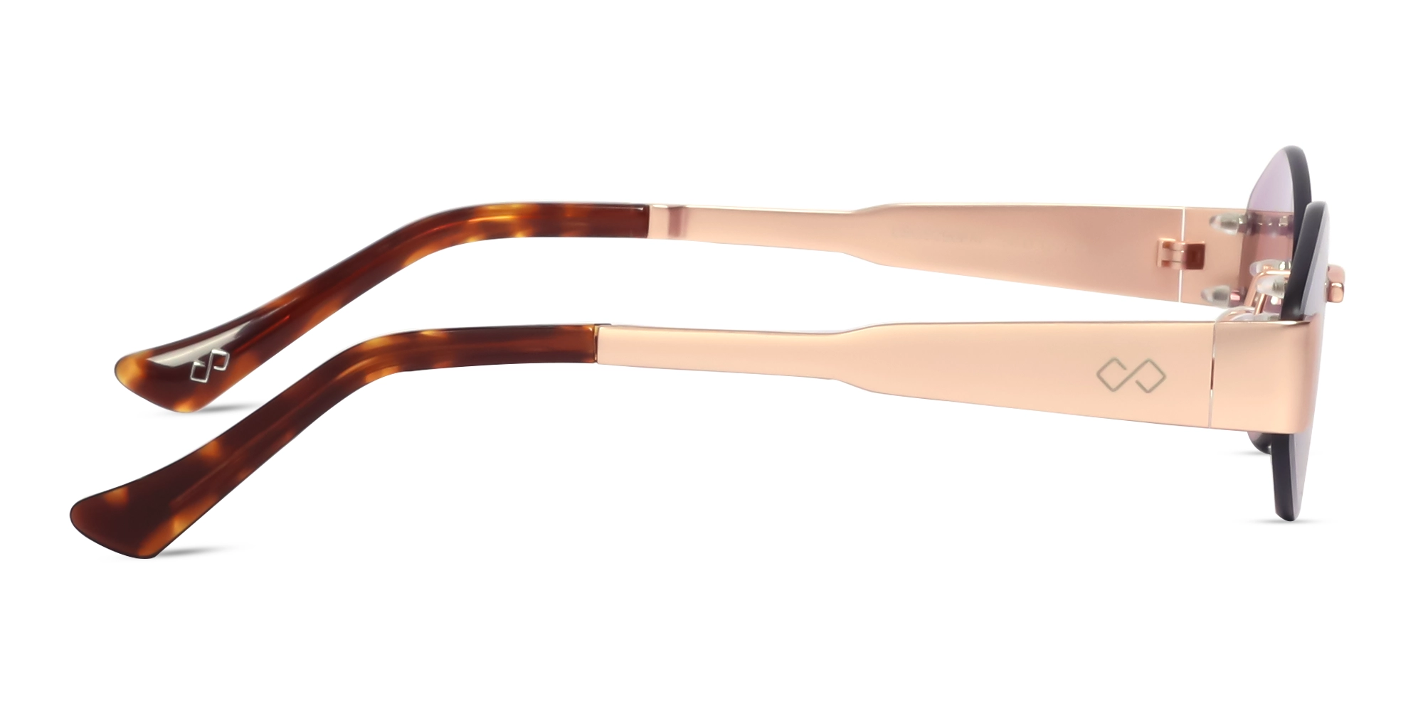 Matte Rose Gold Rimless Geometric Sunglasses