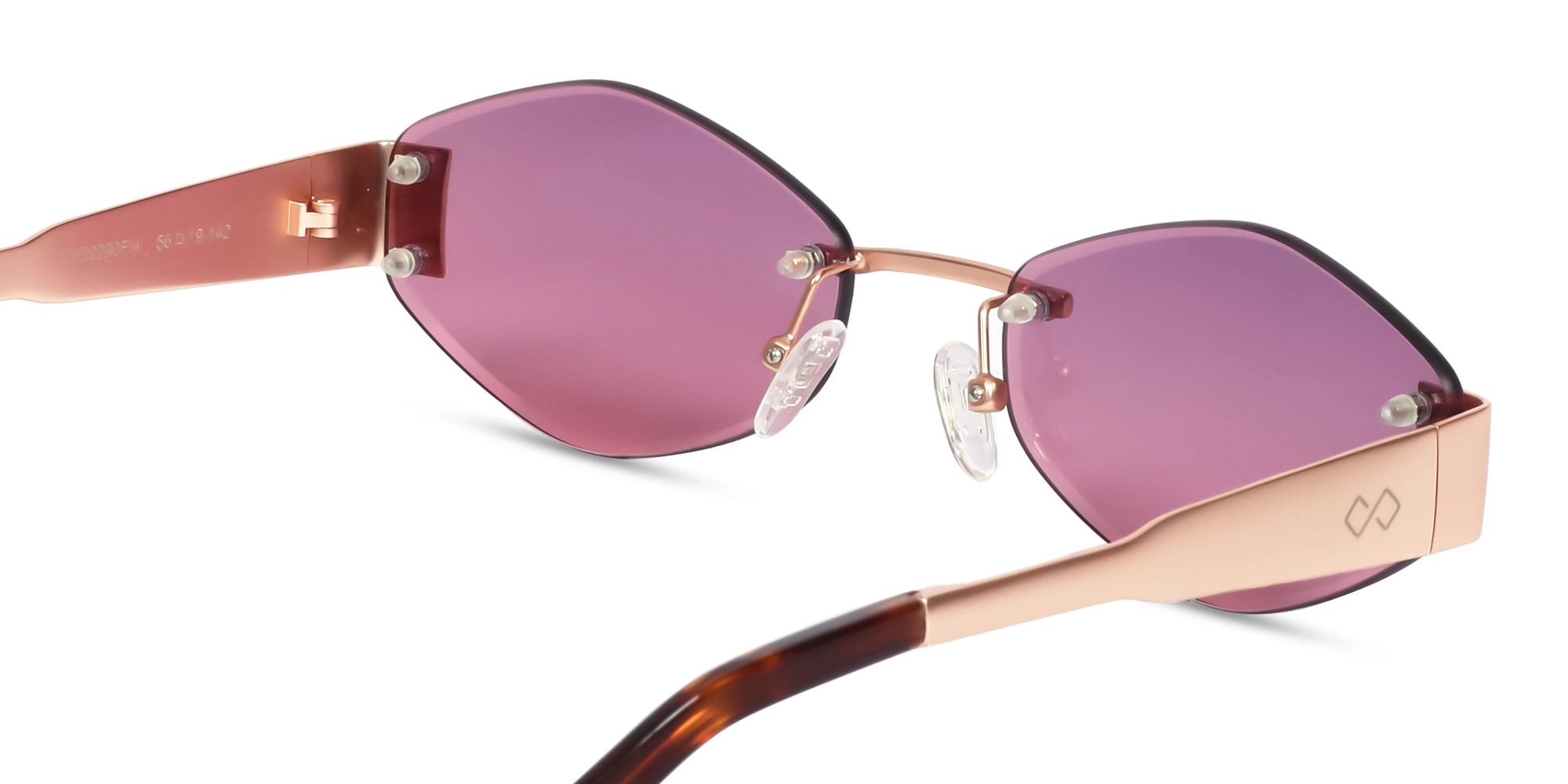 Matte Rose Gold Rimless Geometric Sunglasses