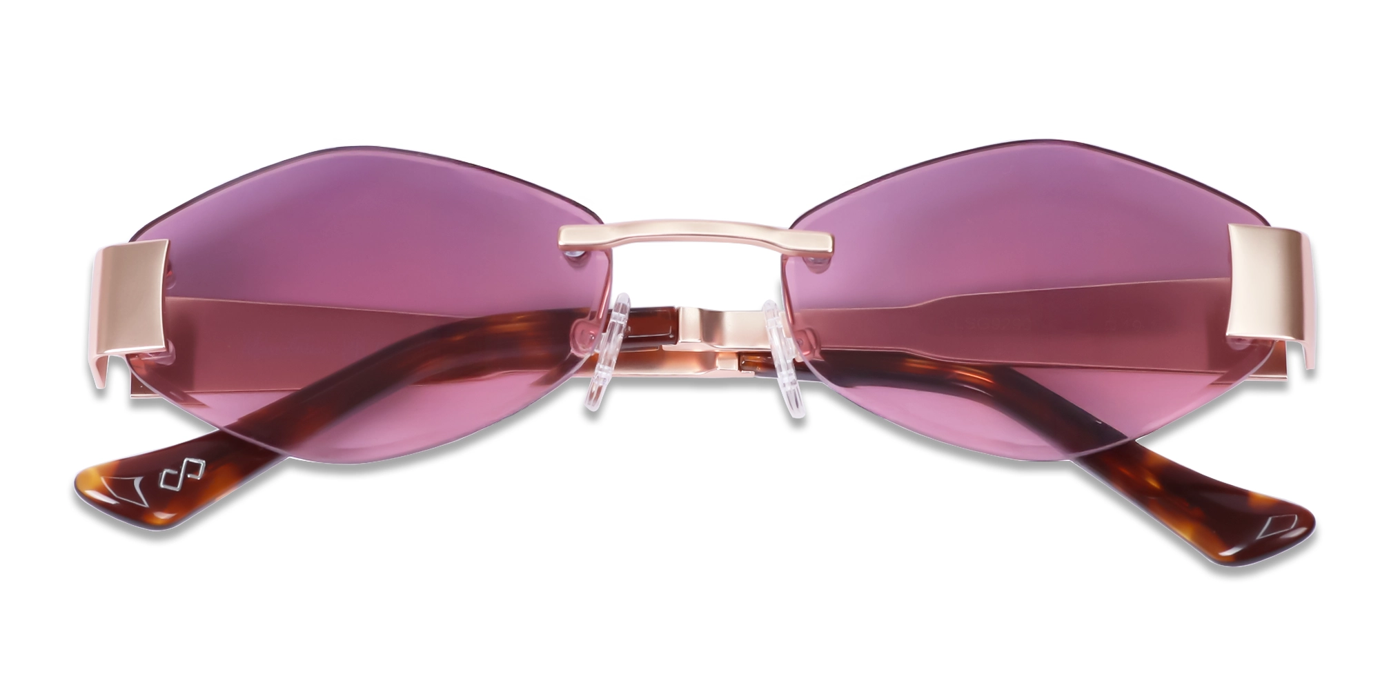 Matte Rose Gold Rimless Geometric Sunglasses