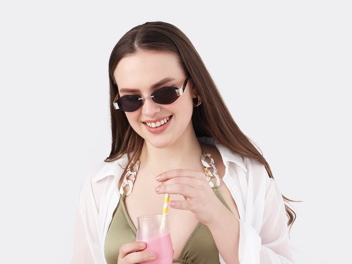 Silver Metal Rimless Sunglasses-1