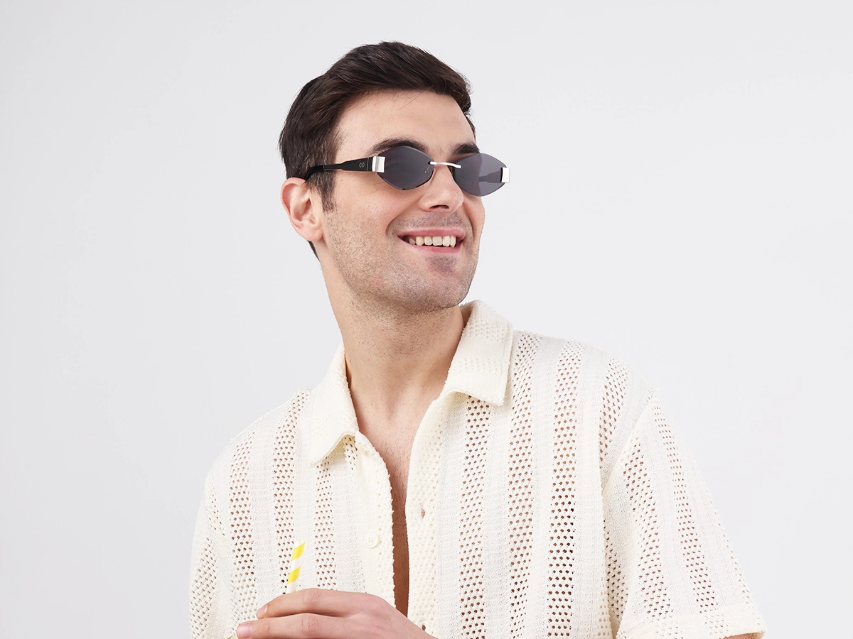 Silver Metal Rimless Sunglasses-1
