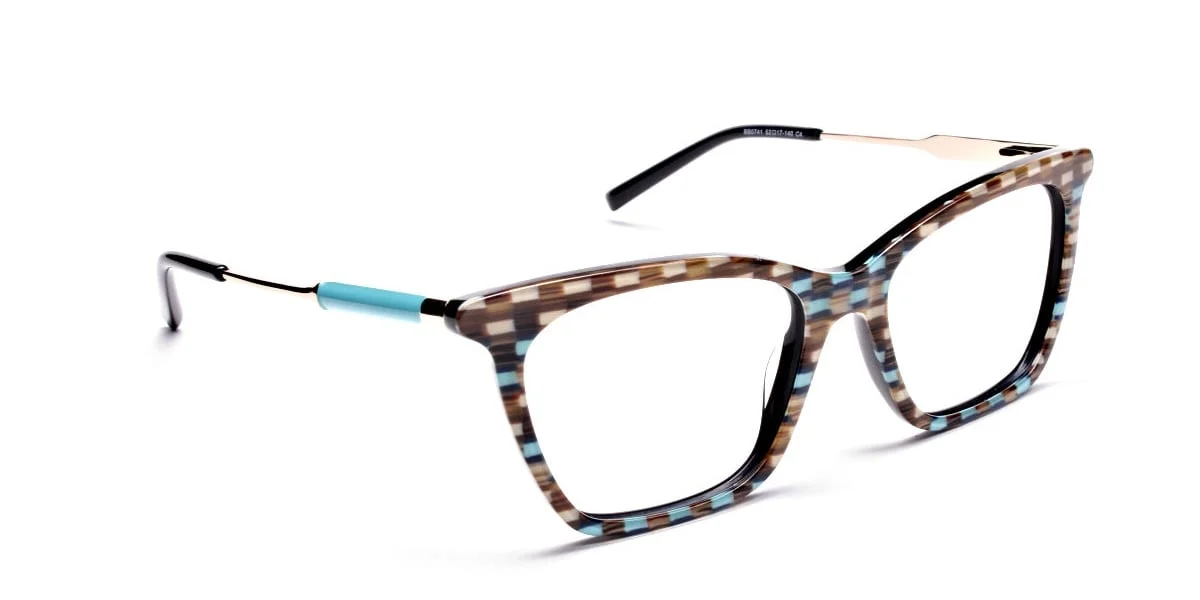 Beige & Mint Retro Glasses -1