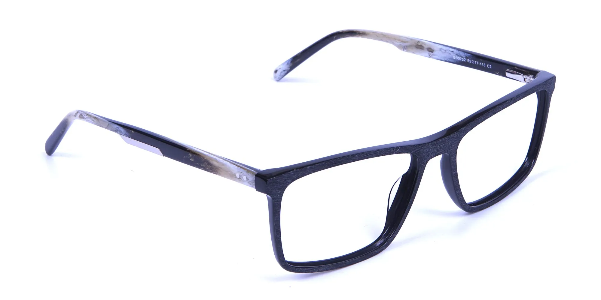 Wooden Texture Black Rectangular Glasses - 1