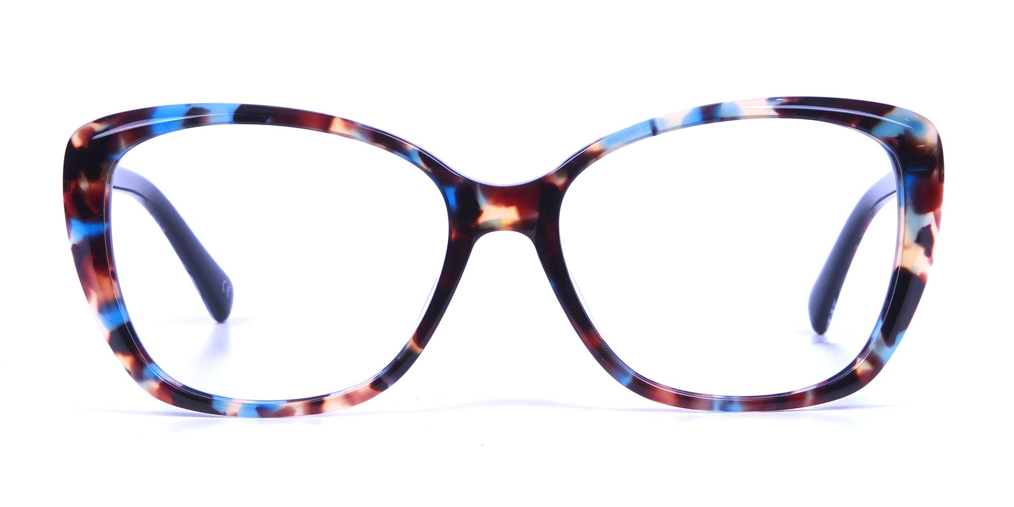 Butterfly Glasses in Blue Red Tortoiseshell Cat-Eye