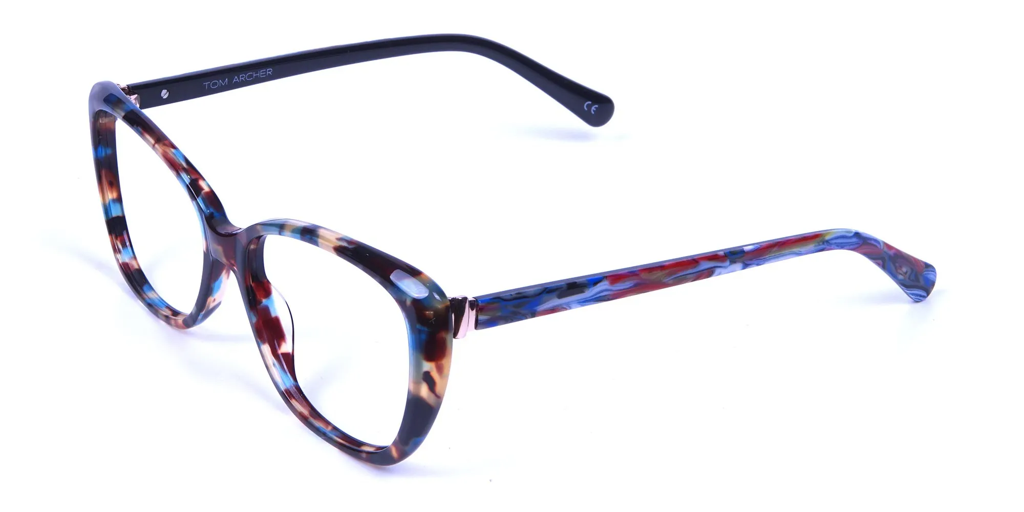 Blue Tortoiseshell Cateye Glasses for Women - 1