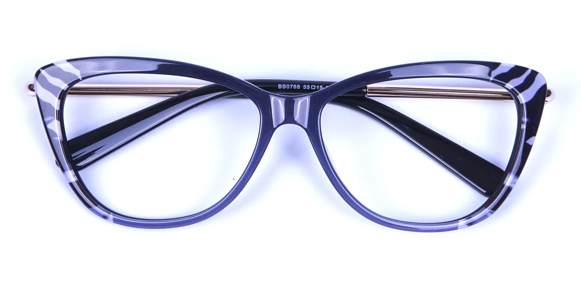 Gradient Black Zebra Striped Glasses -1