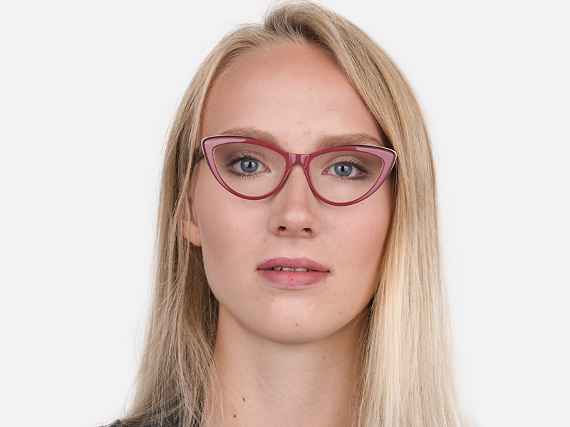 Red and Nude Tortoise Cat eye glasses Women-1