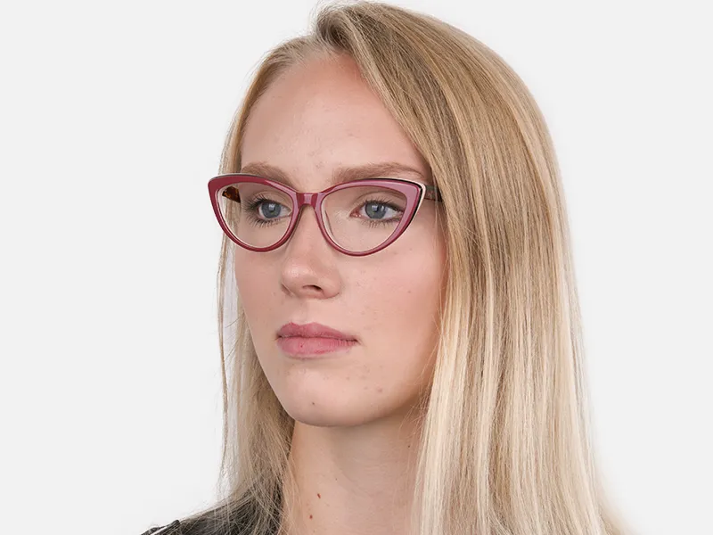 Red and Nude Tortoise Cat eye glasses Women-2