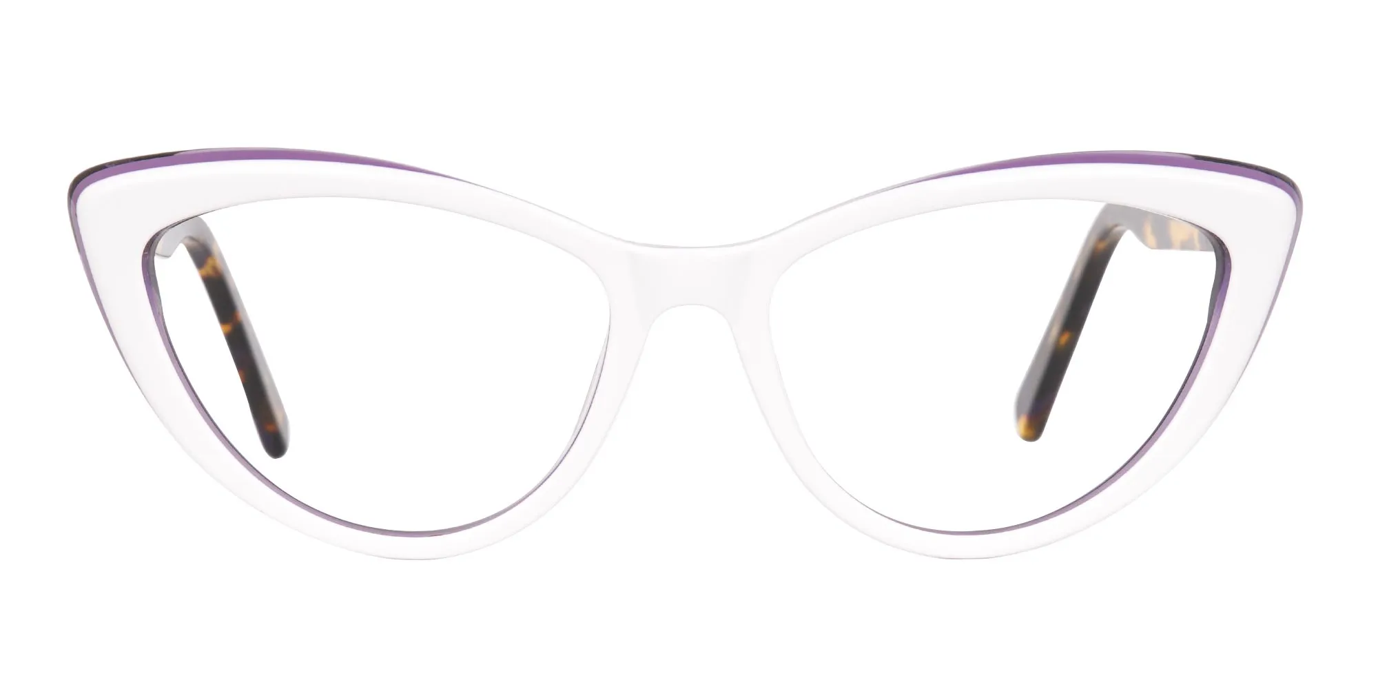 Daisy White & Violet Purple Tortoise Cat Eyeglasses Women-2