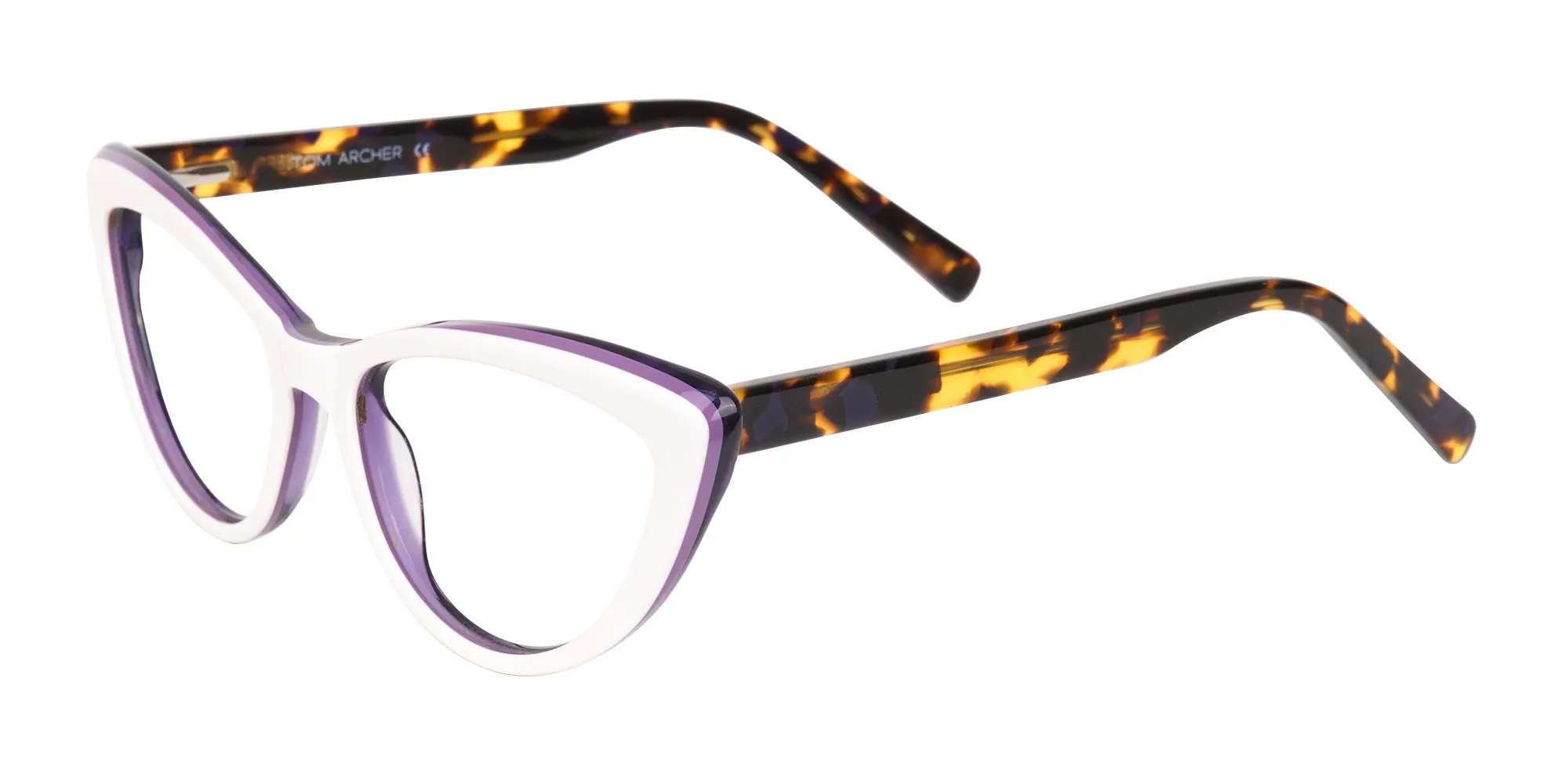 Daisy White & Violet Purple Tortoise Cat Eyeglasses Women-2