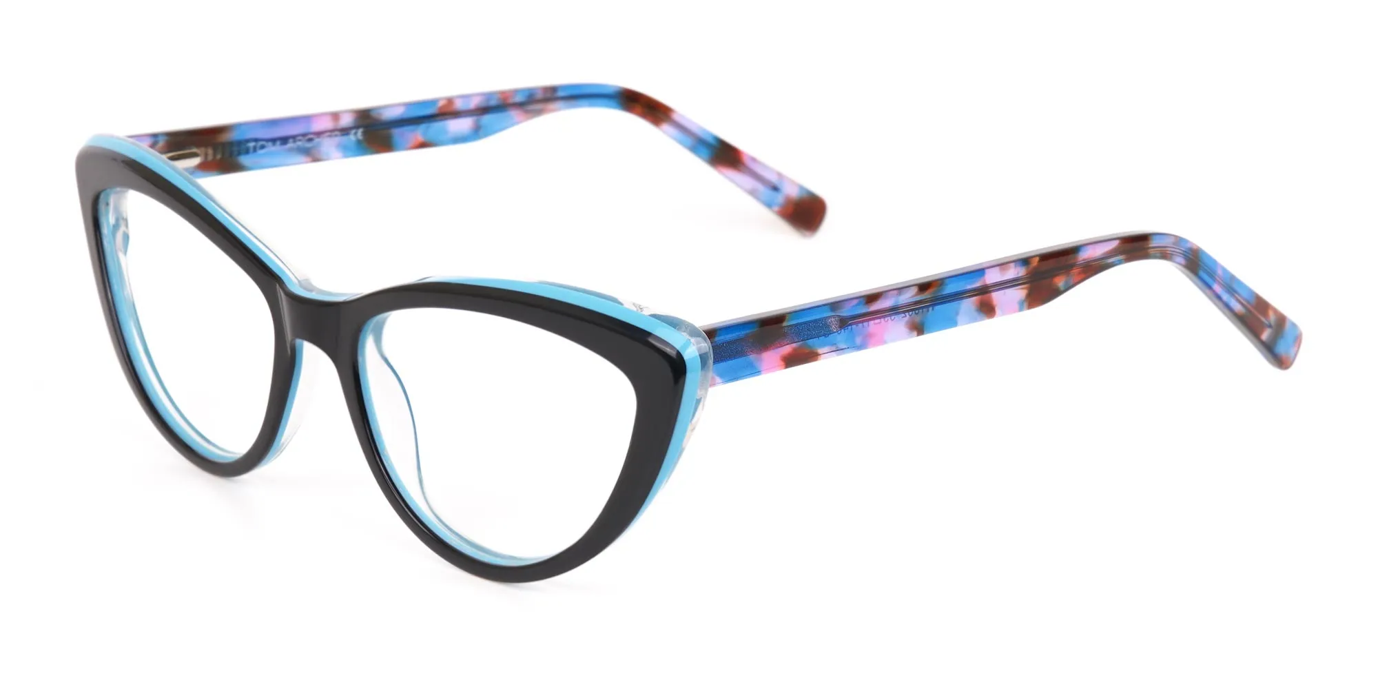 Black & Blue, Purple tortoise Cat eyeglasses Women-2