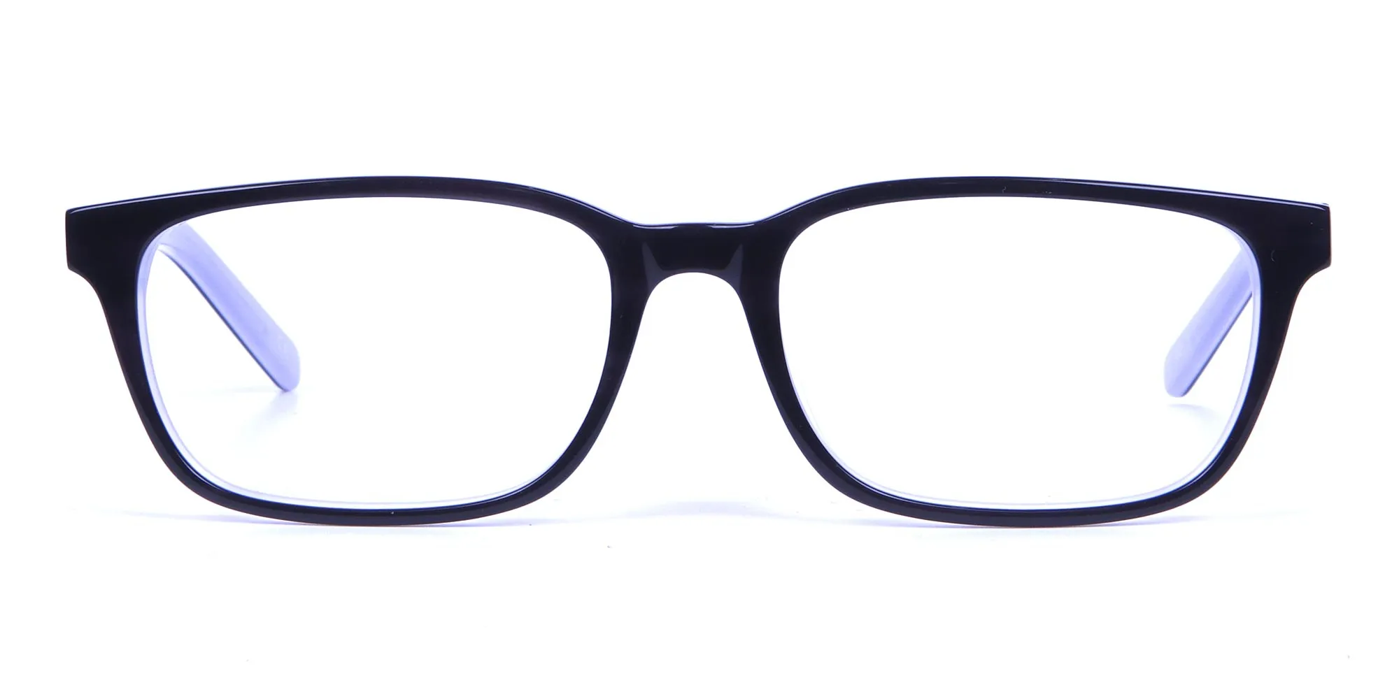 Unisex Black & White Rectangular Glasses - 1